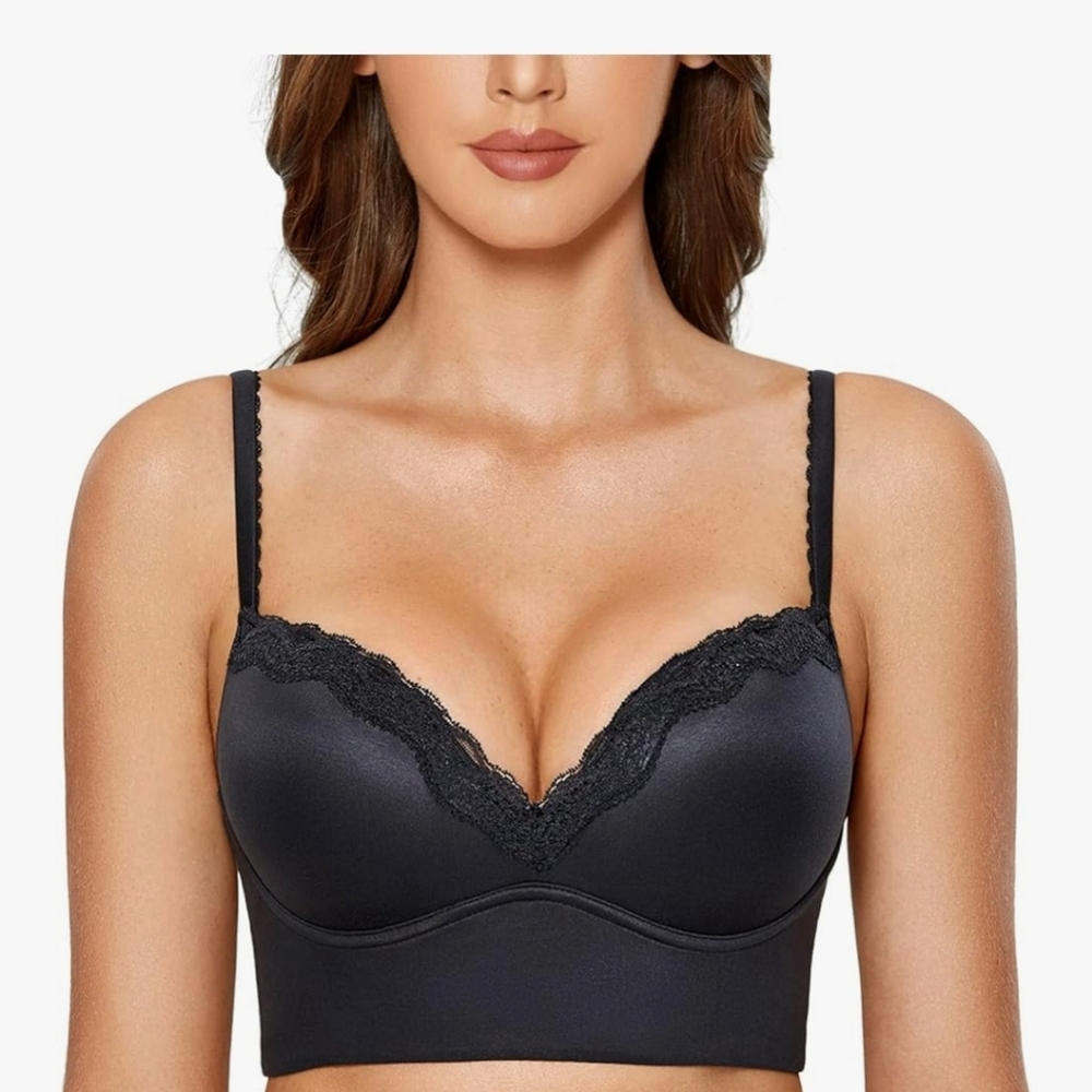 Chic Black Lace Detail Bra
